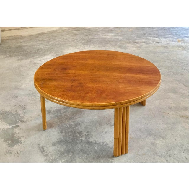 Bielecky Brothers Round Rattan Coffee / Cocktail Table (After McGuire) For Sale - Image 4 of 5