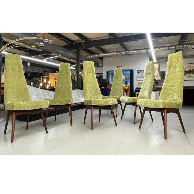 1960s 6 Green High Back 2051 C Dining Chairs by Adrian Pearsall for Craft Associates For Sale - Image 5 of 18