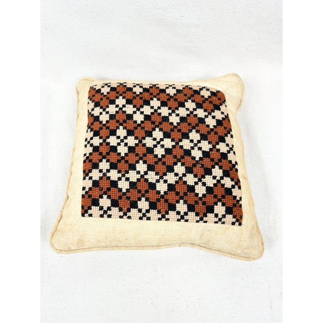 Vintage Handmade Boho Chic Needlepoint Pillow For Sale In New Orleans - Image 6 of 9