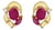 Oval Ruby Studs with Diamond Accents 14k Yellow Gold, 2 Pieces For Sale