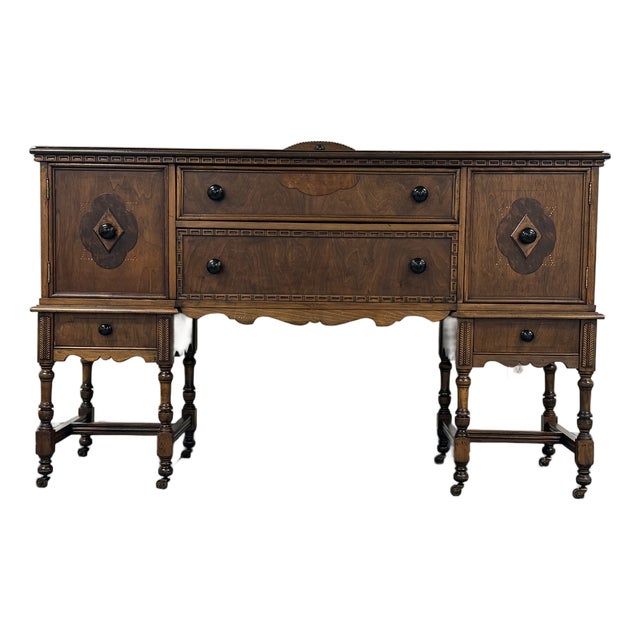 Large Jacobean Style Antique Sideboard / Credenza ~ Great as Tv Stand For Sale