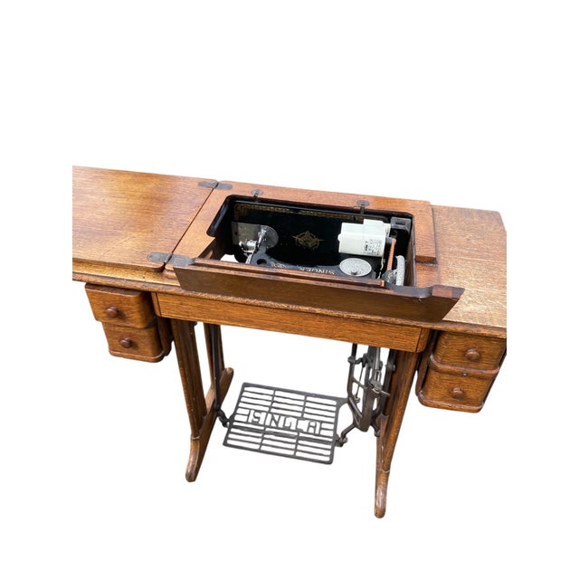 Vintage Singer Treadle Sewing Machine, 1950 For Sale - Image 9 of 14