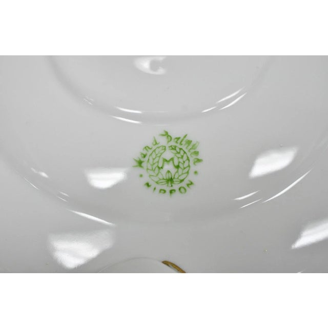 Early 20th Century Nippon Hand Painted Porcelain Blue Centerpiece Compote Bowl W/ Cottage & Geese For Sale - Image 17 of 18