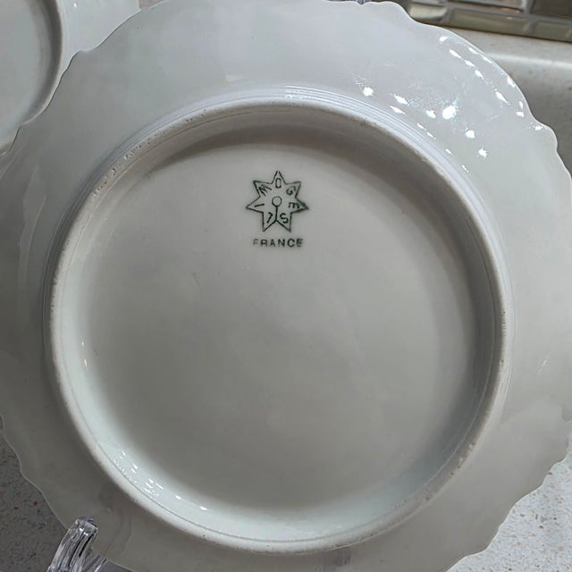 Antique Coiffe & Cie Limoges Porcelain Monogrammed Cabinet Plates -Set/4 For Sale - Image 6 of 6