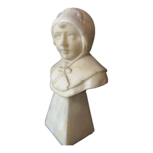 Marble and Alabaster Must of Young Girl in Bonnet