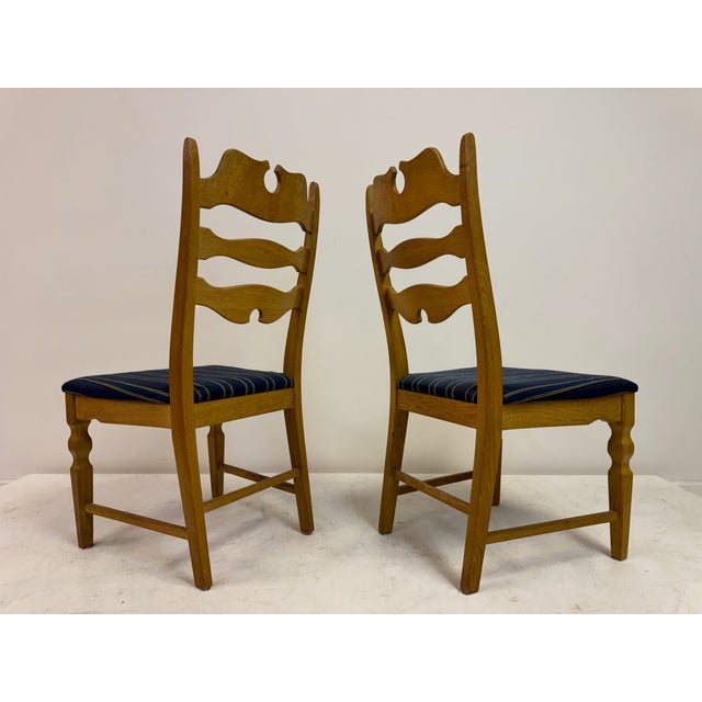 Wood Vintage Razorblade Dining Chairs in Oak by Henning Kjaernulf, 1960s, Set of 6 For Sale - Image 7 of 17