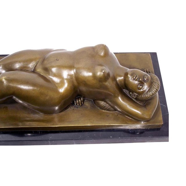 Reclining Nude Woman Sculpture, 20th Century, Bronze For Sale - Image 3 of 8