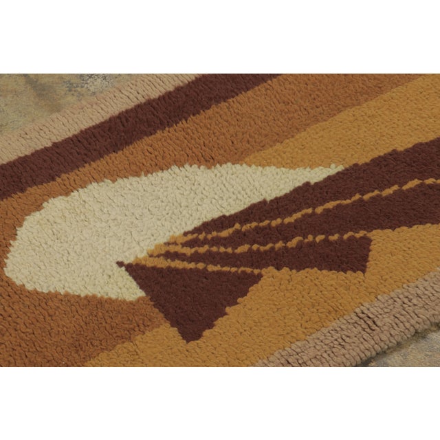 Rug & Kilim Antique French Art Deco Runner With Bold Design in Brown Hues - Rug & Kilim For Sale - Image 4 of 7