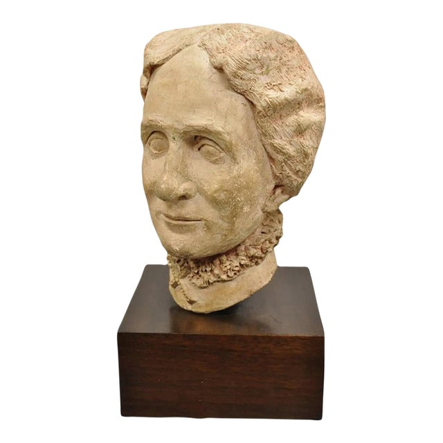 Late 20th Century Mrs. Somson Ceramic Pottery Bust Sculpture by Jacobsen (Peppi) of Cokeville Wy For Sale