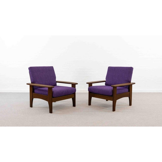 Scandinavian Easy Chairs in Teak with Purple Upholstery, 1960s, Set of 2 For Sale - Image 13 of 18