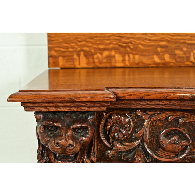 Brown R. J. Horner Style Antique Victorian Carved Oak Sideboard or Buffet Server, Circa 1890s For Sale - Image 8 of 16