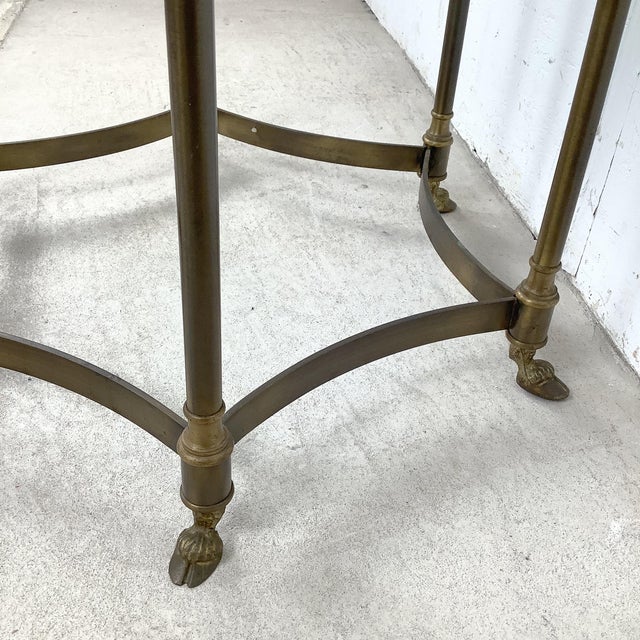 Metal 1970s Neoclassical Brass and Octagonal Glass Accent Side Table in the Style of La Barge For Sale - Image 7 of 16