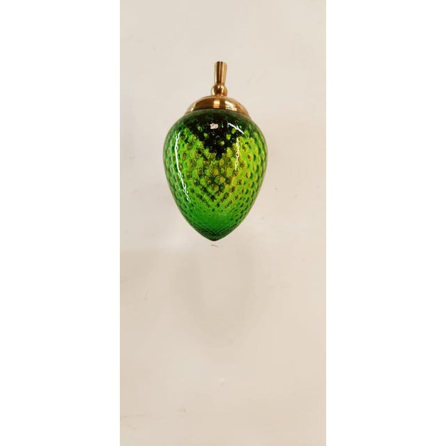 Green Glass & Brass Wall Light For Sale - Image 10 of 18