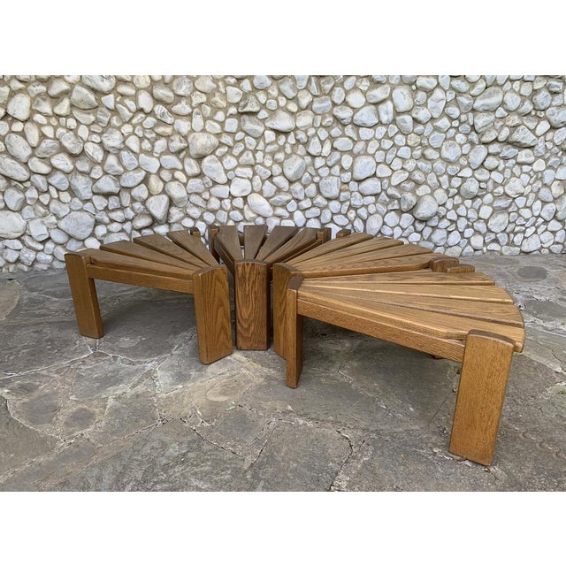 Wood Vintage Brutalist Oak Side Tables by Radboud Dittmann for Dittmann & Co., Netherlands, 1970s, Set of 4 For Sale - Image 7 of 17