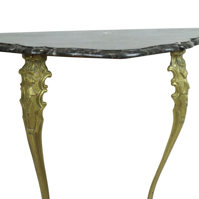 Black French Marble Console Table with Ornate Brass Legs, 1950s For Sale - Image 8 of 17