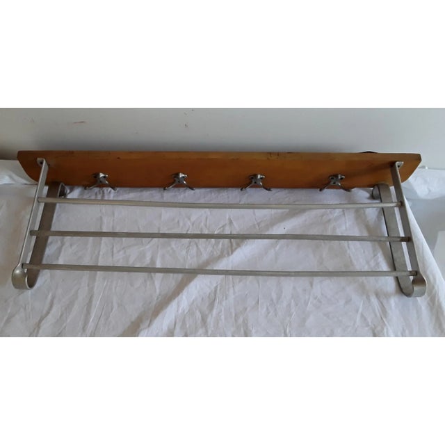 Mid-Century Modern Vintage German Maple and Aluminum Rack, 1950s For Sale - Image 3 of 6