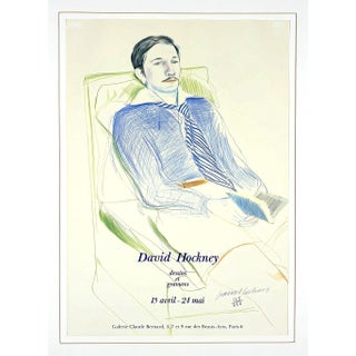 Signed David Hockney Jacques De Bascher Original 1975 Limited Edition Paris Exhibition Poster For Sale