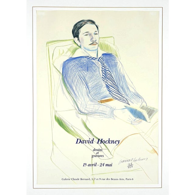 Signed David Hockney Jacques De Bascher Original 1975 Limited Edition Paris Exhibition Poster For Sale