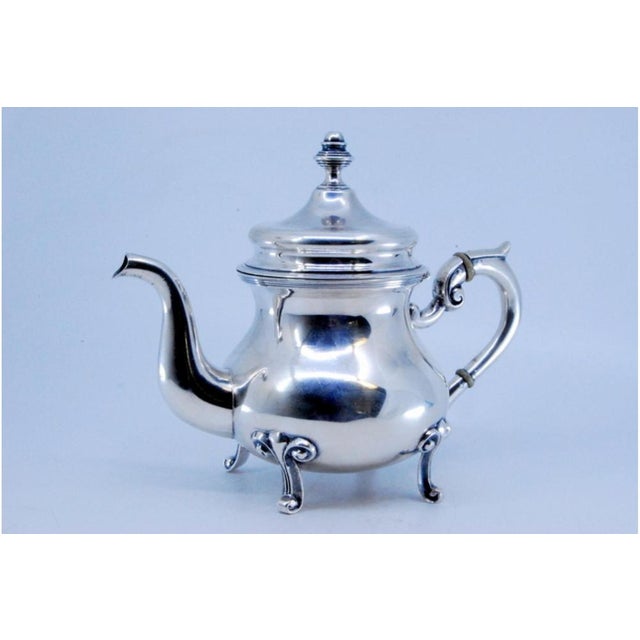 Silver Coffee Pot with Feet and Knob Lid For Sale - Image 3 of 10