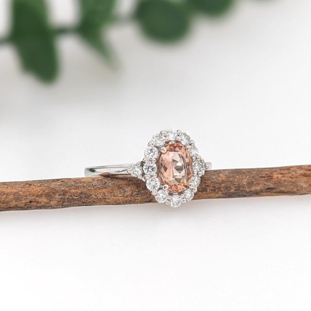 2020s Imperial Topaz Ring with Earth Mined Diamonds in Solid 14k Gold Oval 7x5mm Size 6.75 For Sale - Image 5 of 7