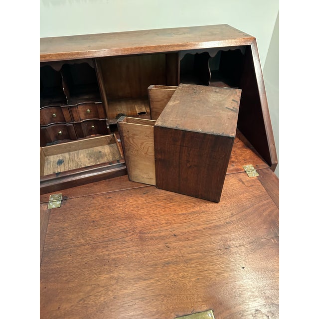 Early American Pennsylvania Walnut Slant Front Desk on Stand C 1720-1750 For Sale - Image 4 of 12