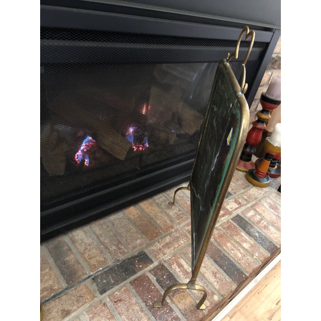 Mid 19th Century Victorian Beveled Edge Mirror and Brass Stand Fire Screen For Sale - Image 4 of 13