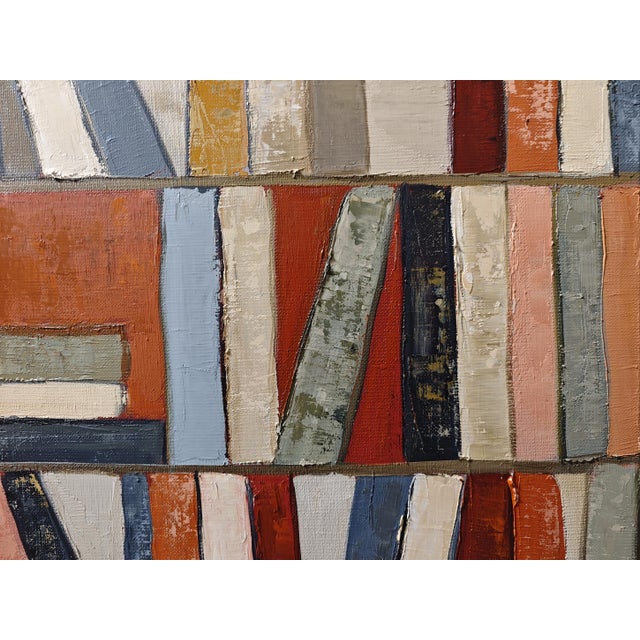 2020s Cadence Des Livres, Contemporary Abstract Library Painting, Framed by French Artist Sophie Dumont. For Sale - Image 5 of 8