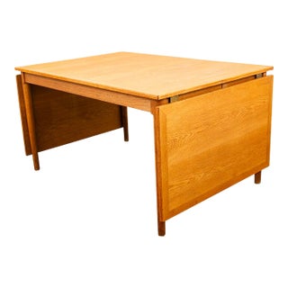 Mid Century Danish Modern Dining Table Kurt Ostervig Oak Drop Leaf Slagelse 94" For Sale