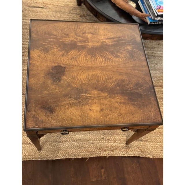 Neoclassical 1950s Vintage Baker Furniture Neoclassical Single Drawer Walnut Table - Original Condition - 1955 For Sale - Image 3 of 11