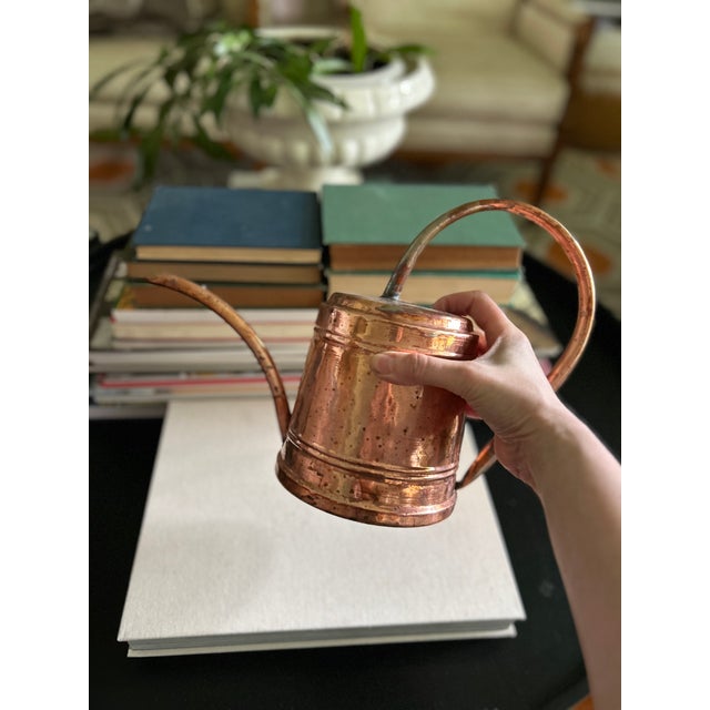 Vintage Copper Watering Can With Long Spout and Aged Patina For Sale - Image 4 of 12