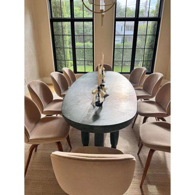 Green Custom Mgo Stone Classics Green Glazed Lava Stone Oval Dining Table, 106" For Sale - Image 8 of 9