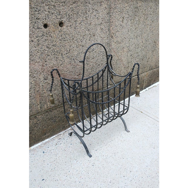 Metal Firewood Holder Iron With Tassel Design For Sale - Image 7 of 12