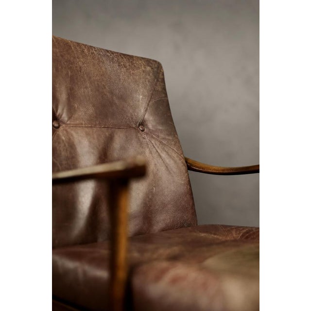 Brown Mid-Century Danish Modern Beech and Brown Leather Armchair from Farstrup Møbler, 1970s For Sale - Image 8 of 18