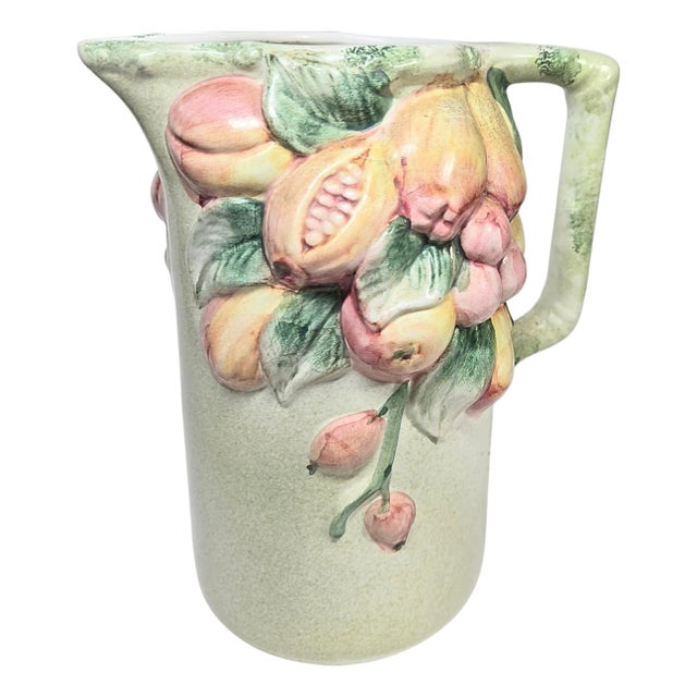 Early 20th Century Italian Majolica Fruit Pitcher For Sale