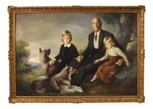 Francisco Ribera, Family Portrait, 1972, Oil on Canvas, Framed