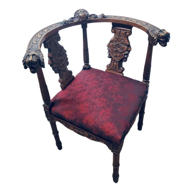 Antique Carved Renaissance Revival Corner Chair For Sale