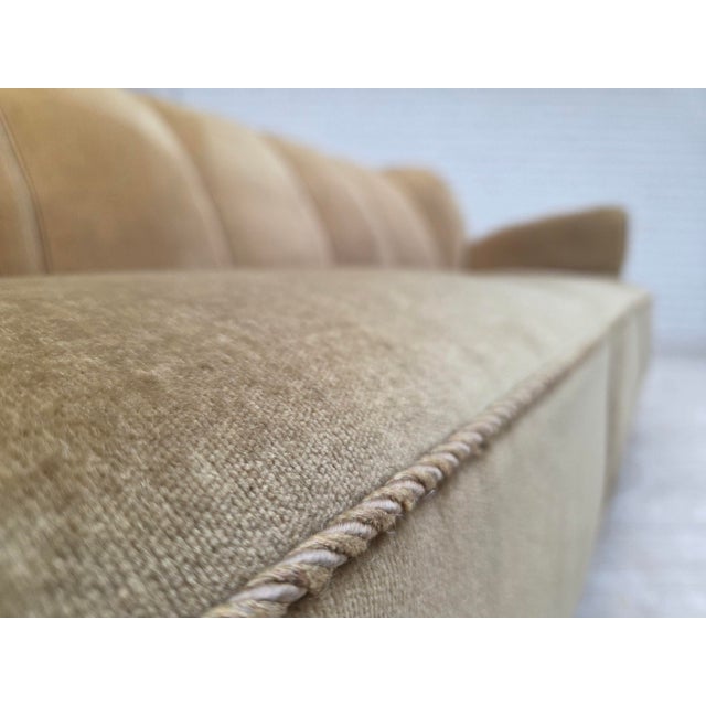 Danish Light Green Velour Three-Seater Sofa, 1960s For Sale - Image 15 of 18