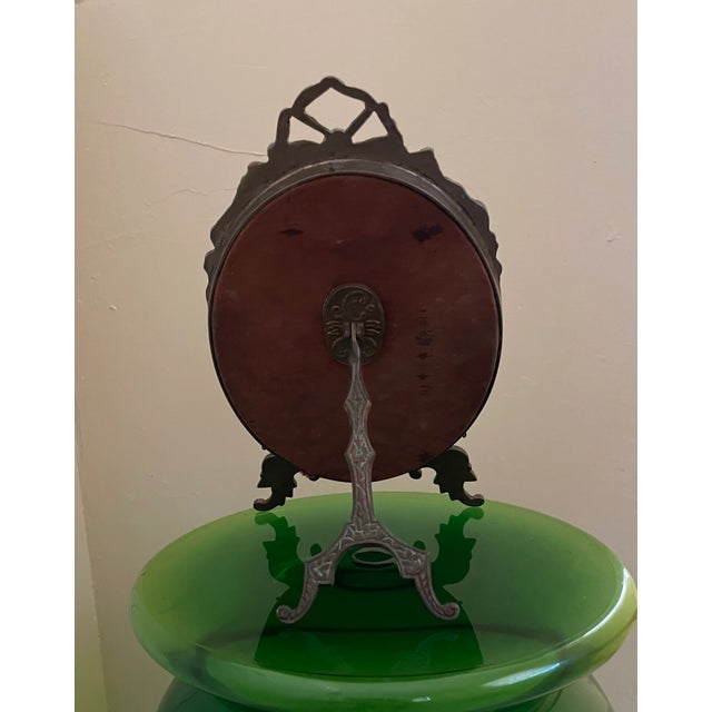 Antique Victorian Table Mirror Oval Shape With Ornate Brass Carving For Sale - Image 4 of 13