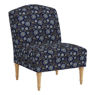 Ashburn Chair in Seus Jacobean Indigo Floral For Sale