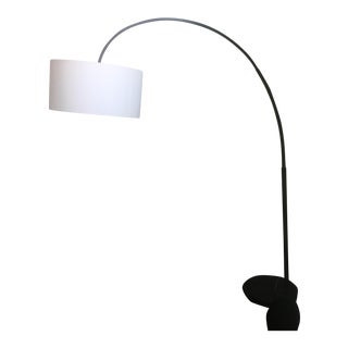 West Elm Floor Lamp With Linen Shade For Sale