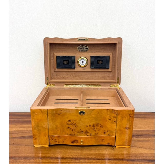 Vintage Thompson & Co Burl Wood Humidor With Drawer For Sale - Image 9 of 9