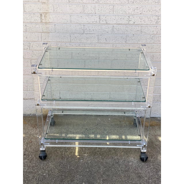 Mid-Century Modern Vintage Acrylic Bar Cart For Sale - Image 3 of 9