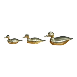 Graduated Brass Duck Figurines, Set of 3 For Sale