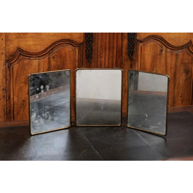 Rococo French 19th Century Three Part Fold Out Vanity Mirror with Rococo Style Scenes For Sale - Image 3 of 12