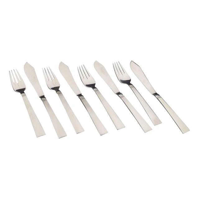Fish Cutlery in Sterling Silver from Georg Jensen, 1930s, Set of 8 For Sale