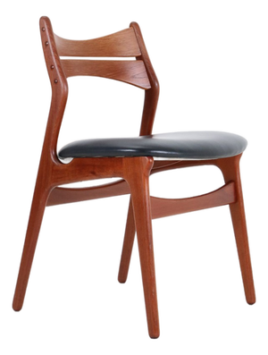 Danish 310 Teak Chair with Black Leather by Erik Buck for Aco Møbler, 1960s