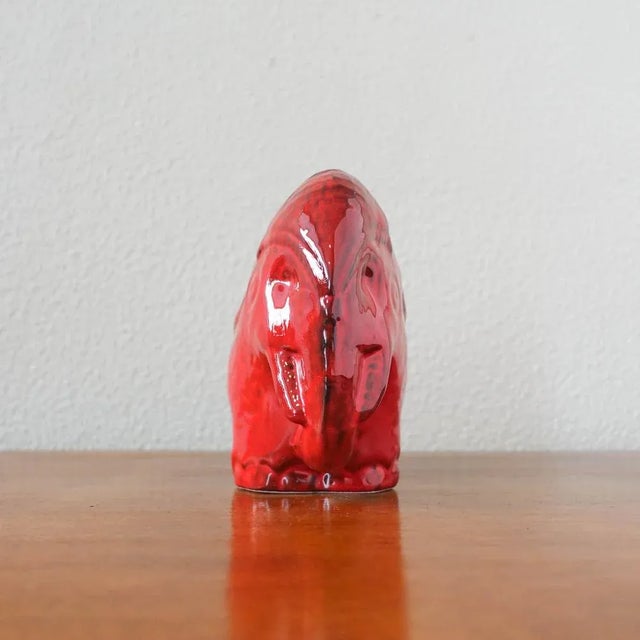 Vintage Red Glaze Ceramic Elephant in the style of Bitossi, 1970s For Sale - Image 6 of 12