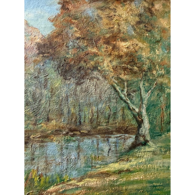 Impressionist Mid 20th Century Impressionist Oil Painting Landscape - “Beaver Creek” - Signed by A.E. Grau For Sale - Image 3 of 6