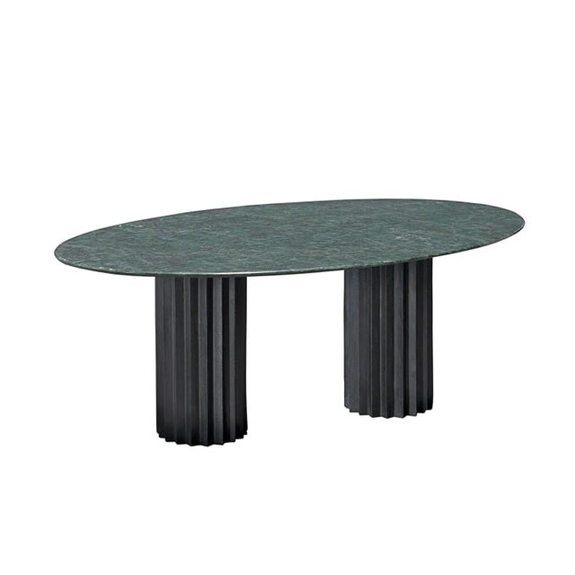 Green Serpentino Marble and Cast Blackened Bronze Doris Dining Table by Fred & Juul For Sale - Image 6 of 6