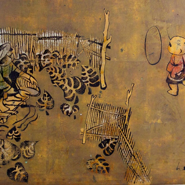 Mid to Late 20th Century Vietnamese Layered Lacquer Painting Gilt & Polychrome on Wood Village Scene Signed by Nguyen Van Minh For Sale - Image 17 of 18